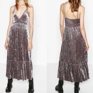 Zara crushed velour velvet maxi boho long dress Size M